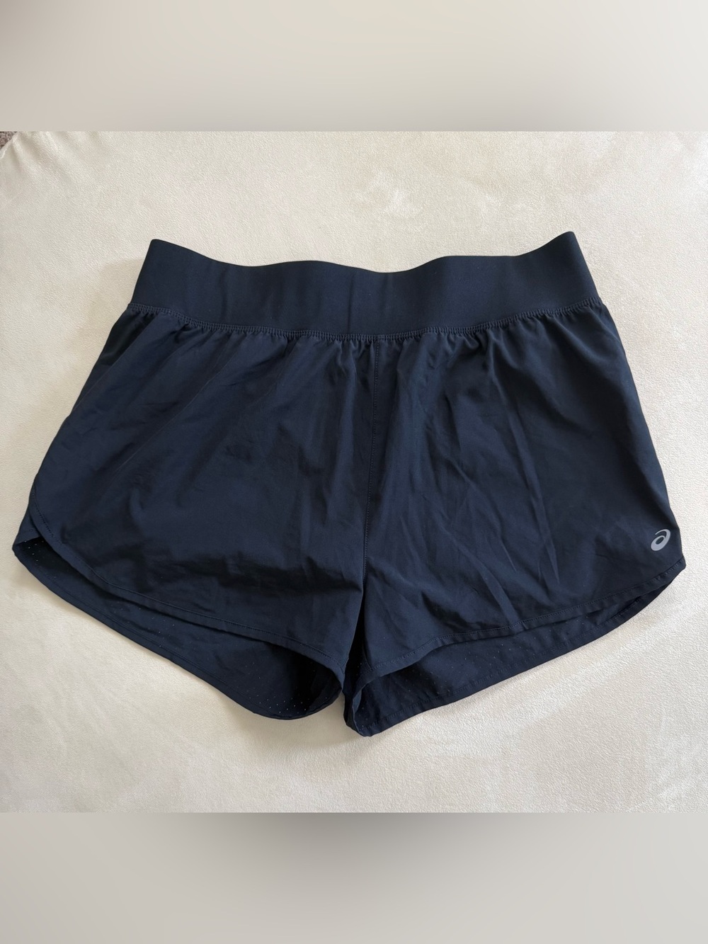 Asics Women's Black Athletic Shorts with Wide Waistband